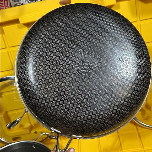 HEXCLAD 7 Piece Nonstick Stainless Steel Frying Pan Set 8 10 12" Lids Wok M $600 - Picture 6 of 10